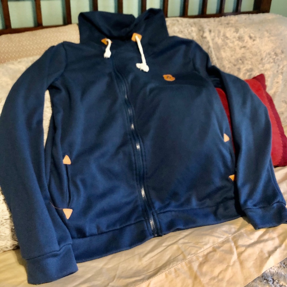 Women's Funnel Zip Front Hoodie Drawstring Sweat